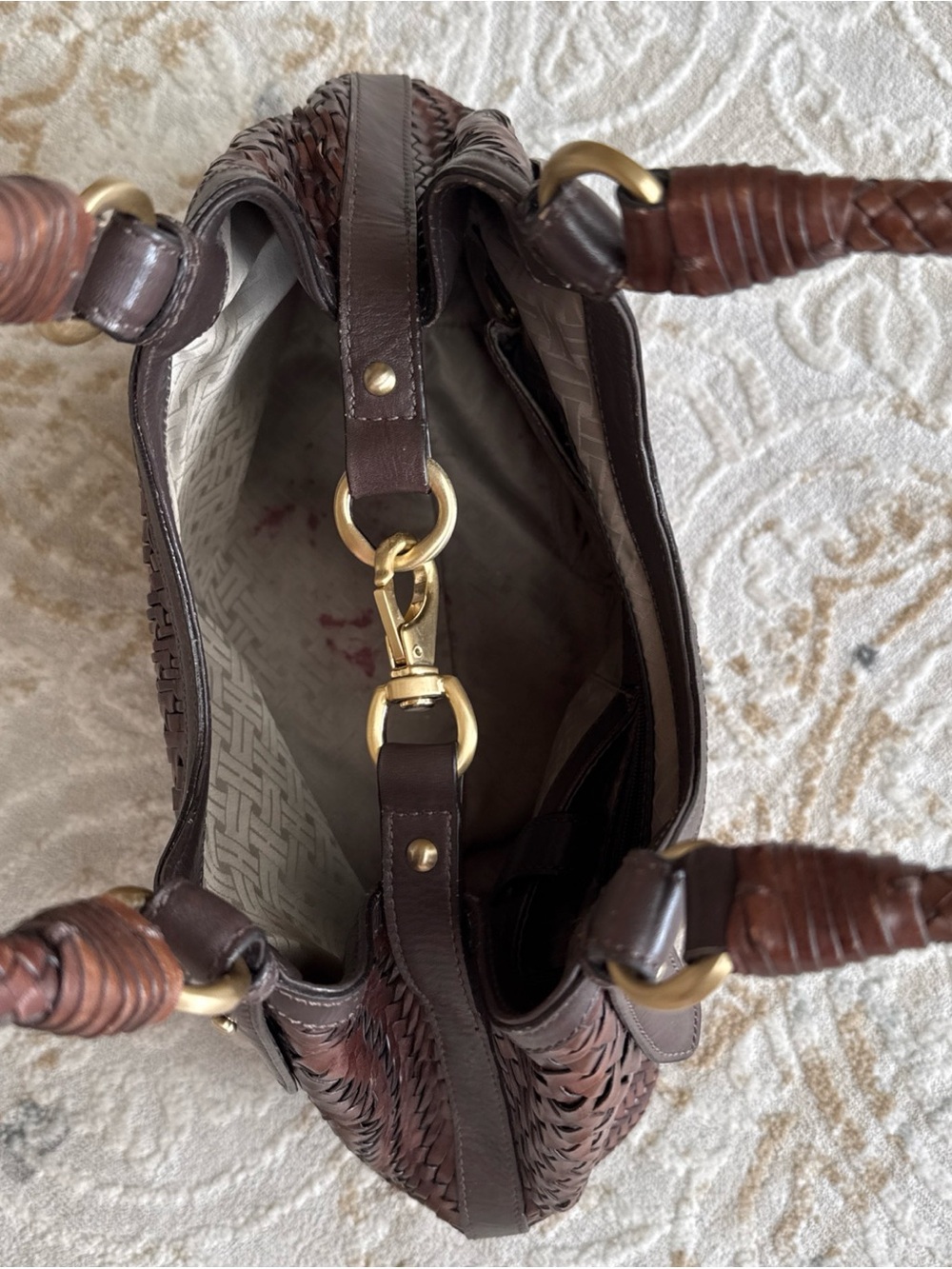 Cole Haan Woven Leather Shoulder Bag - Dark Brown - Picture 3 of 11